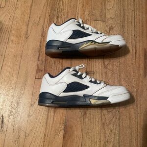 Kids White and Navy Sneakers